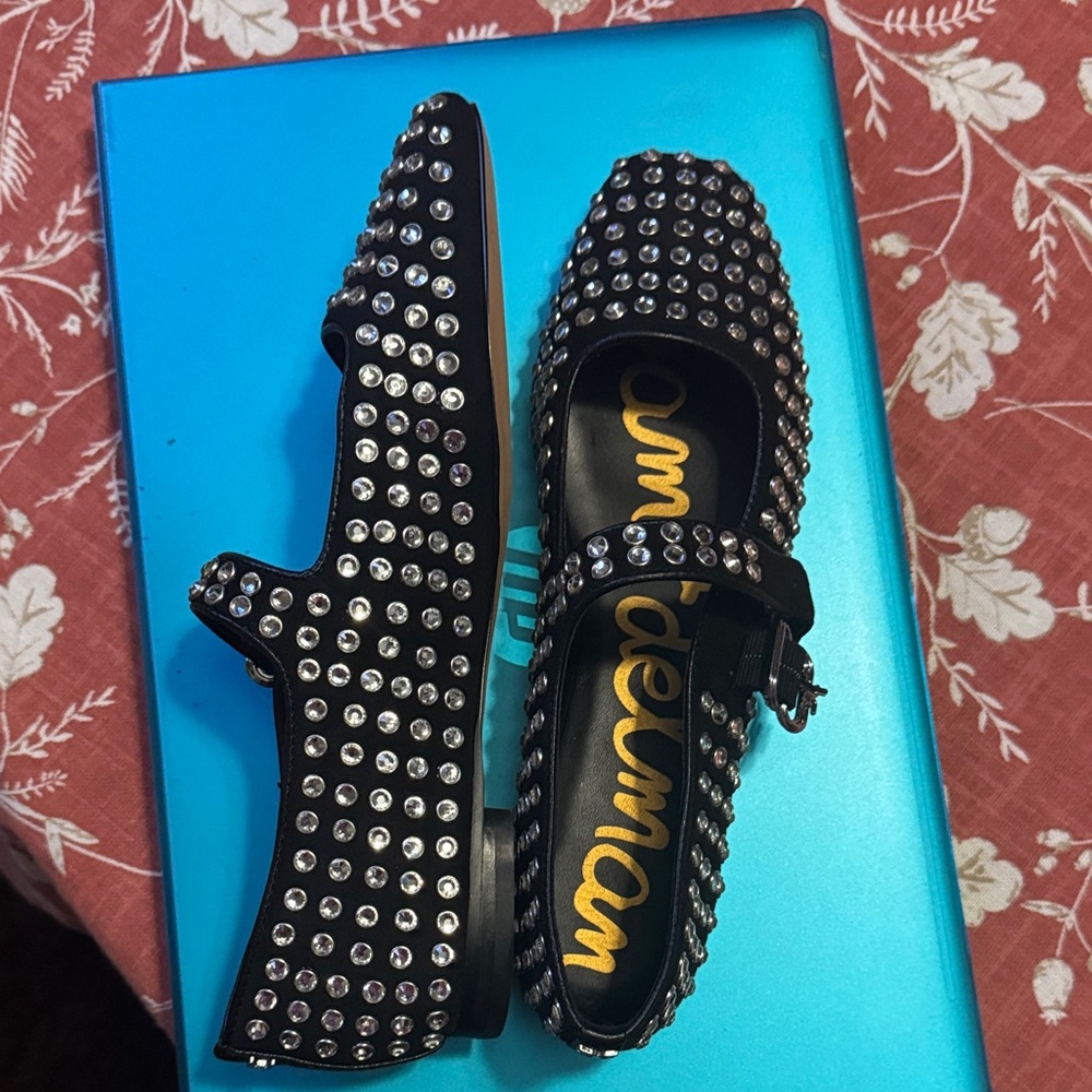 Sam Edelman Black Studded Mary Jane Flats - Picture 2 of 4